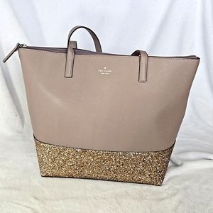 Kate Spade Greta light grey glitter tote